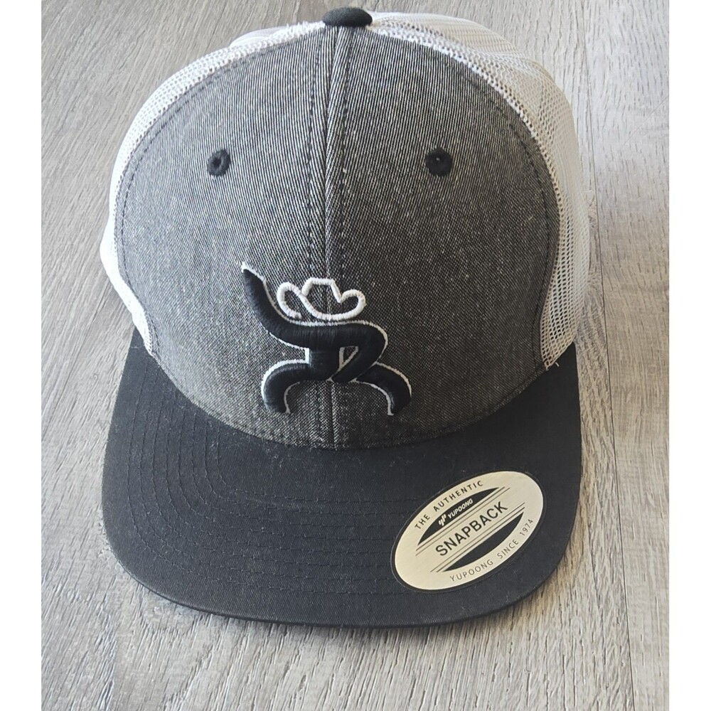 Hooey Mens Roughy Adjustable Snapback Baseball Cap Hat Grey Black Rodeo Cowboy